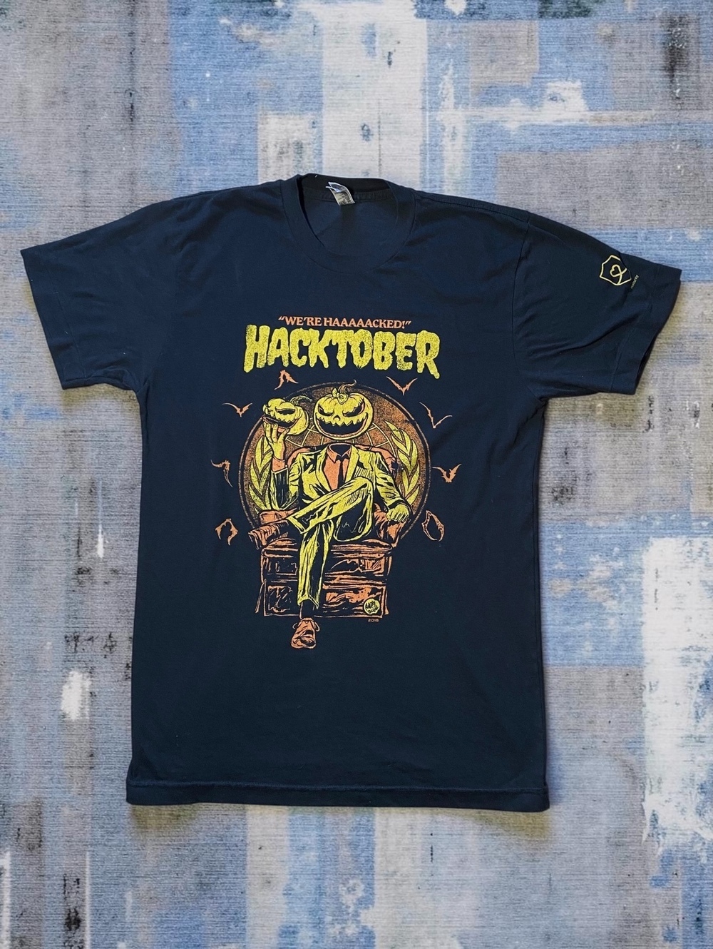 Vintage Mens Graphic T-Shirt Small Short Sleeve Black Cotton Hacktoberfest Hack